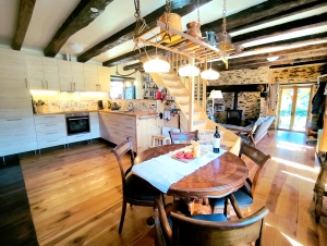 Stone Houses, Outbuildings, Pond in the Countryside