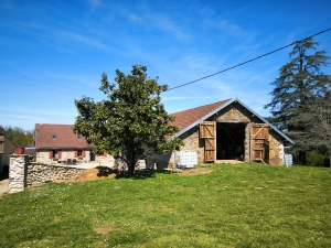 Stone Houses, Outbuildings, Pond in the Countryside